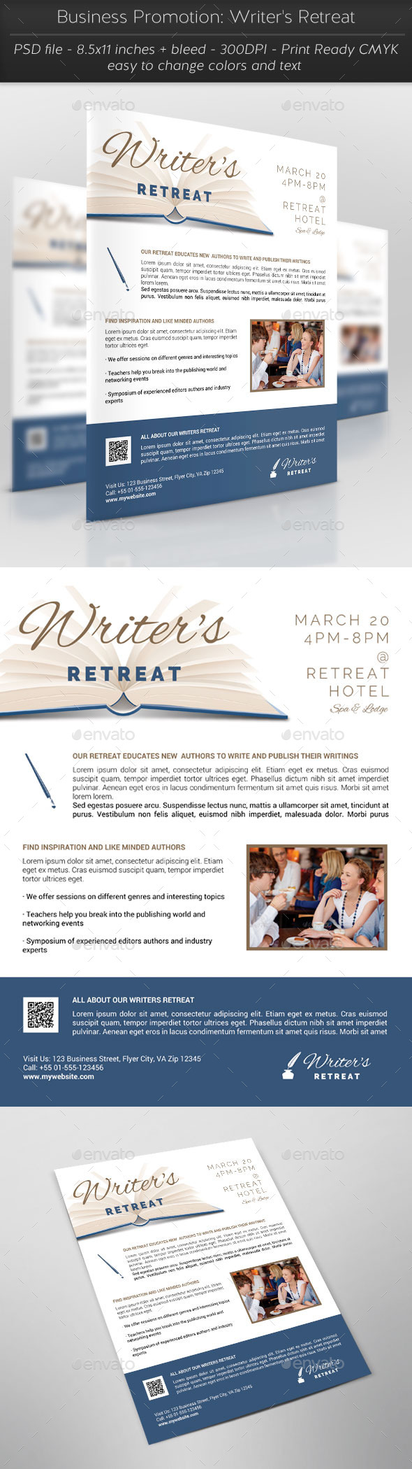 Business Promotion: Writer's Retreat - Flyers Print Templates