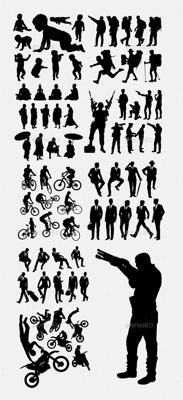 Profession and Activity Silhouettes - People Characters