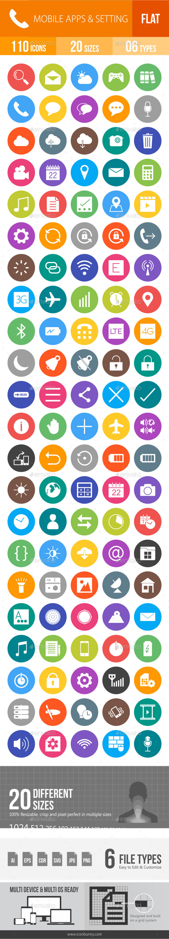 Mobile Apps & Settings Flat Round Icons - Icons
