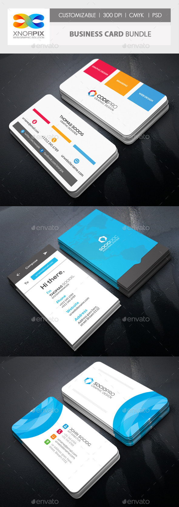 Business Card Bundle 3 in 1-Vol 61 - Corporate Business Cards