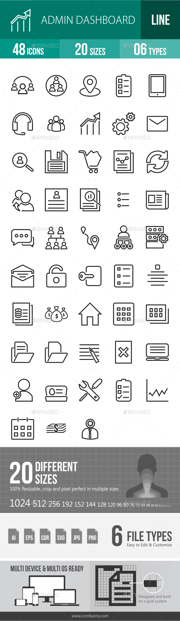 Admin Dashboard Line Icons - Icons