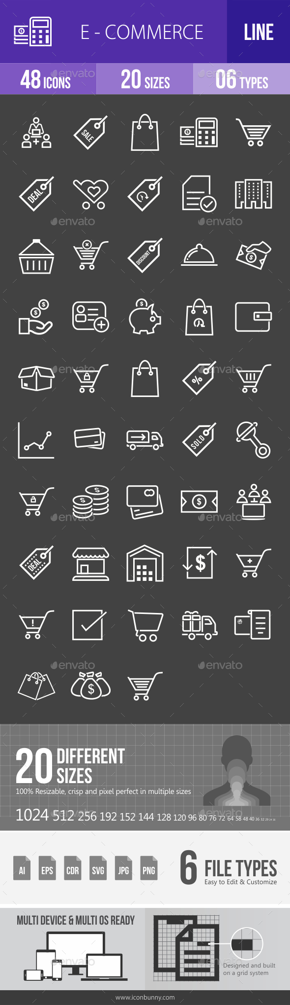 Ecommerce Line Inverted Icons - Icons