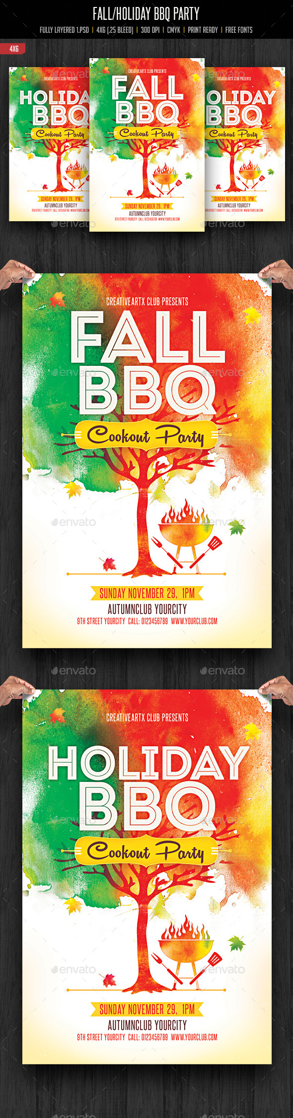 Fall/Holiday BBQ Party Flyer - Clubs & Parties Events
