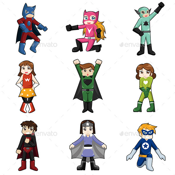 Kids Wearing Superheroes Costume - People Characters