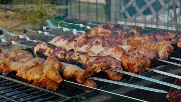 Grilled Meat on Barbeque