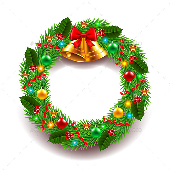 Christmas Wreath Isolated on White - Christmas Seasons/Holidays