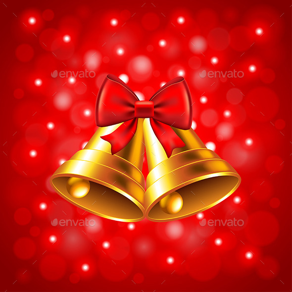 Christmas Bells on Red Background - Christmas Seasons/Holidays