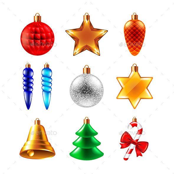 Christmas Balls Different Forms Vector Set - Christmas Seasons/Holidays