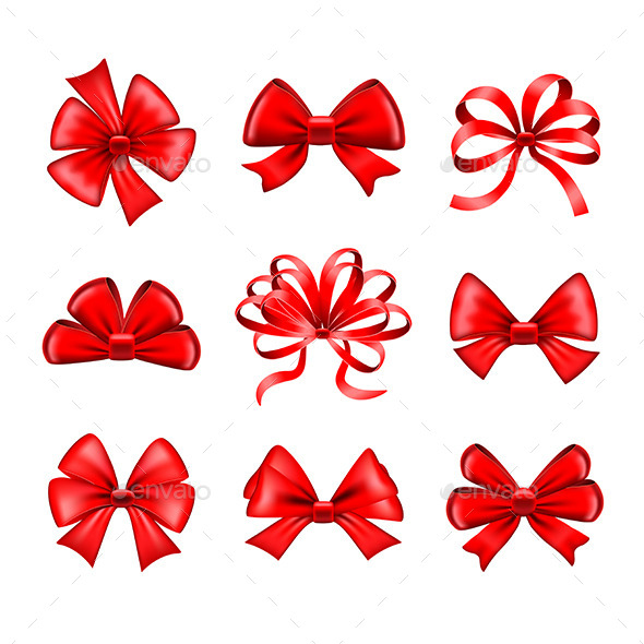 Red Bows Vector Set - Christmas Seasons/Holidays