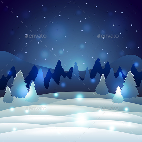 Christmas Winter Scenery with Snowy Nature Vector - Christmas Seasons/Holidays