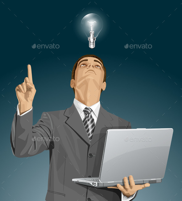 Businessman Shows Something with Finger - People Characters