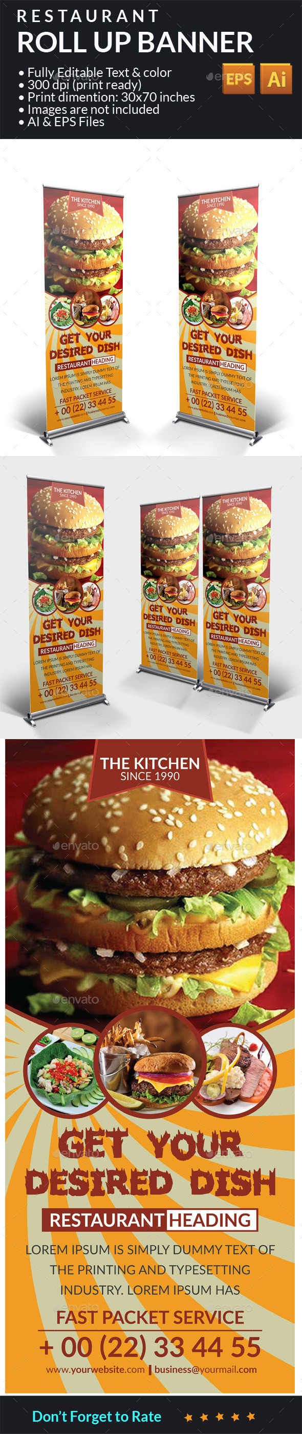 Restaurant Food Roll Up Banner Restaurant Food Roll Up Banner