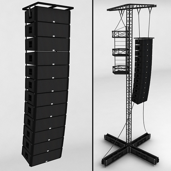 Speaker concert system scaffolding tower array