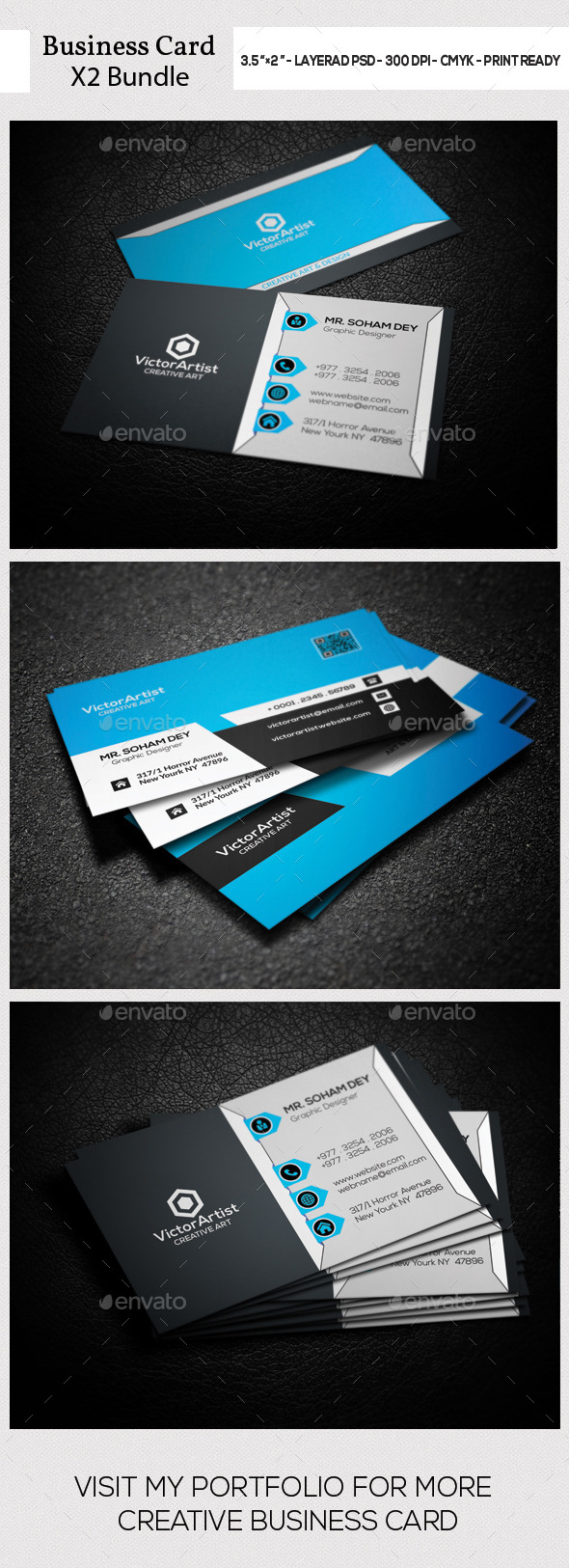 X2 Corporate Business Card Bundle - Corporate Business Cards