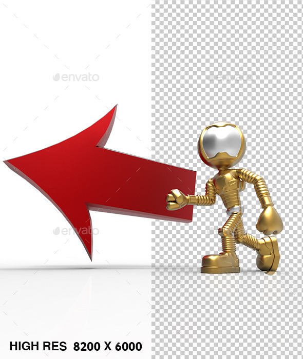 3D Astronaut Tell Left Direction Arrow Red 3D Astronaut Tell Left Direction Arrow Red