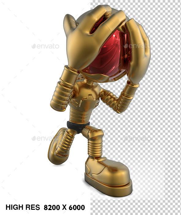 3D Gold Astronaut Mistake Regret - Characters 3D Renders
