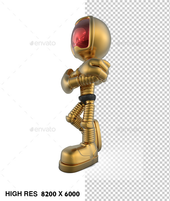 3D Gold Astronaut Stands - Characters 3D Renders