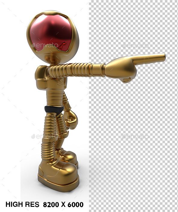 3D Golden Astronaut Pointing - Characters 3D Renders