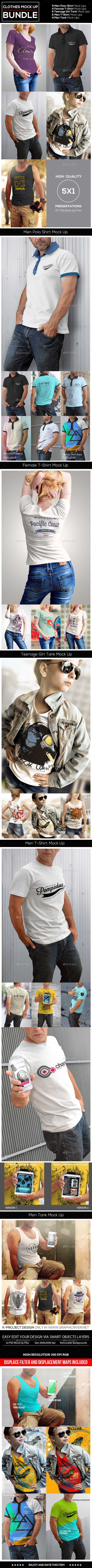 Clothes Mock Up Bundle - T-shirts Apparel