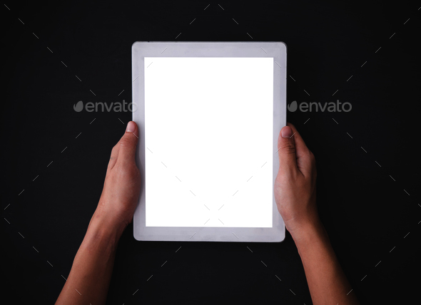 Hand using a tablet pc, mock up