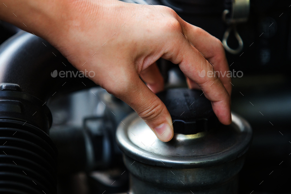 Checking for power steering oil, machine related