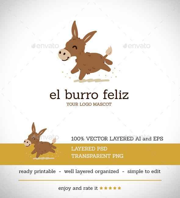 El Burro Feliz - Animals Logo Templates