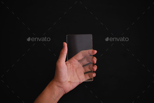 futuristic transparent cell phone mock up