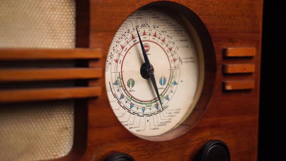 Old Vintage Analog Radio Station Receiver From 1950s Close Up, Stock ...