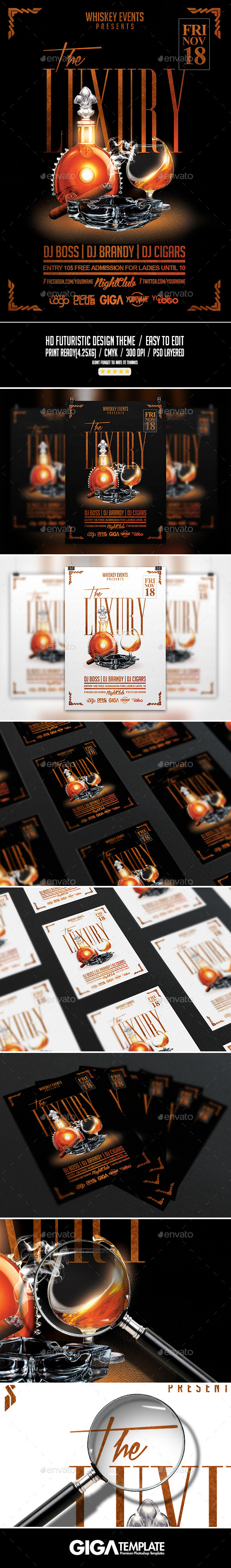 The Luxury Whiskey & Cigar Flyer PSD Template The Luxury Whiskey & Cigar Flyer PSD Template
