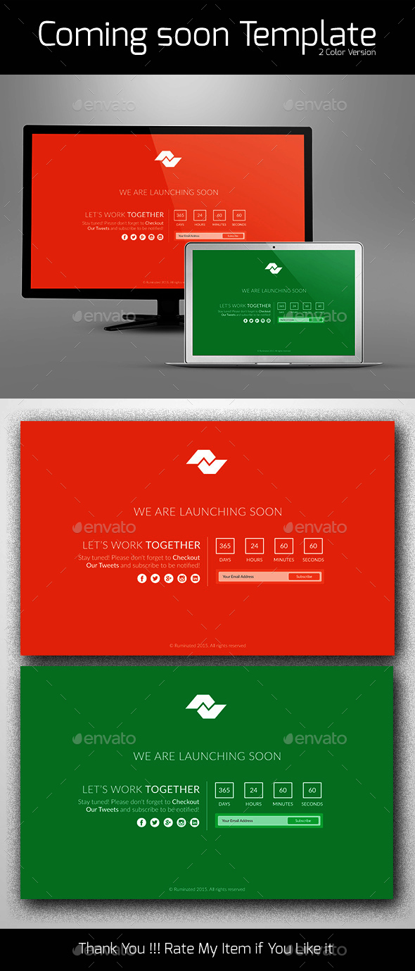 Flat Design Comingsoon Page - 404 Pages Web Elements