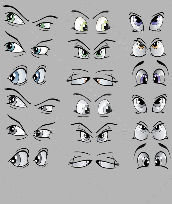 Set of Cartoon Drawn Eyes by liusa | GraphicRiver