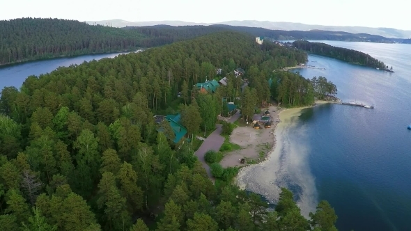 Azur Blue Beautiful Lake With a Beach From The Air