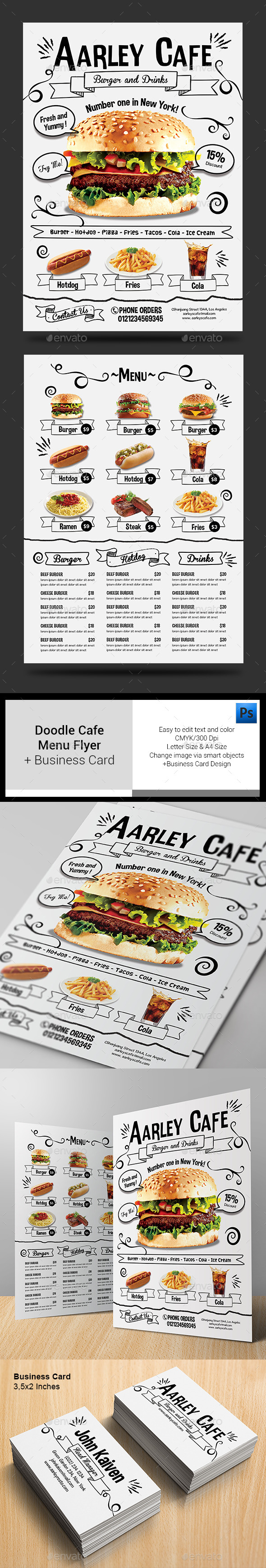 Doodle Cafe Menu & Business Card Doodle Cafe Menu & Business Card
