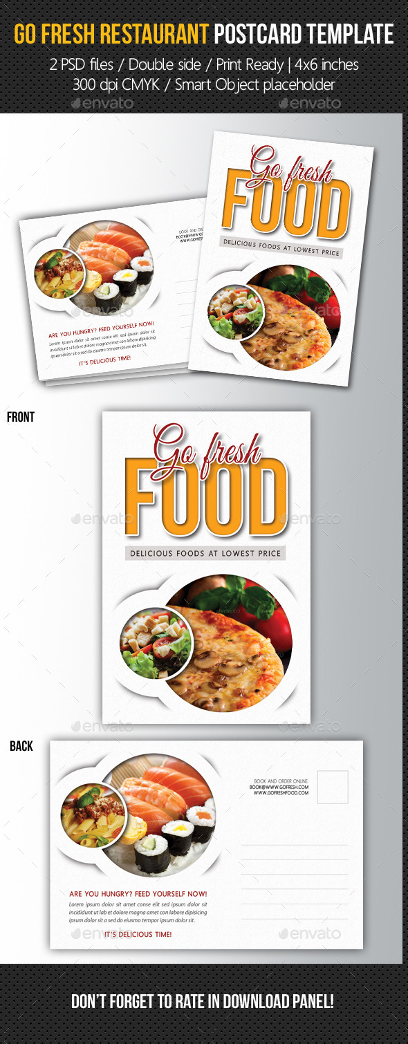 Go Fresh Food Postcard Template - Cards & Invites Print Templates