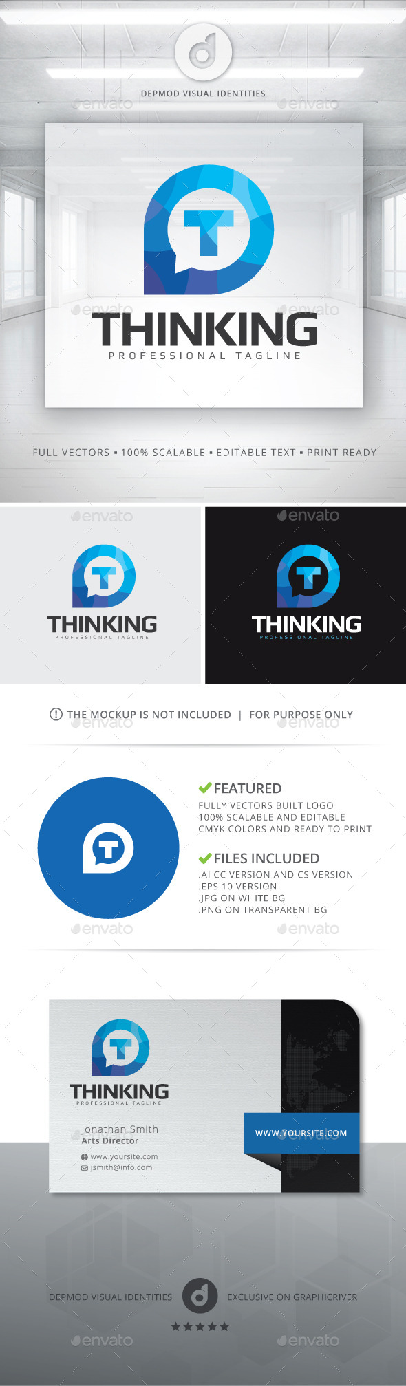 Thinking Logo - Letters Logo Templates