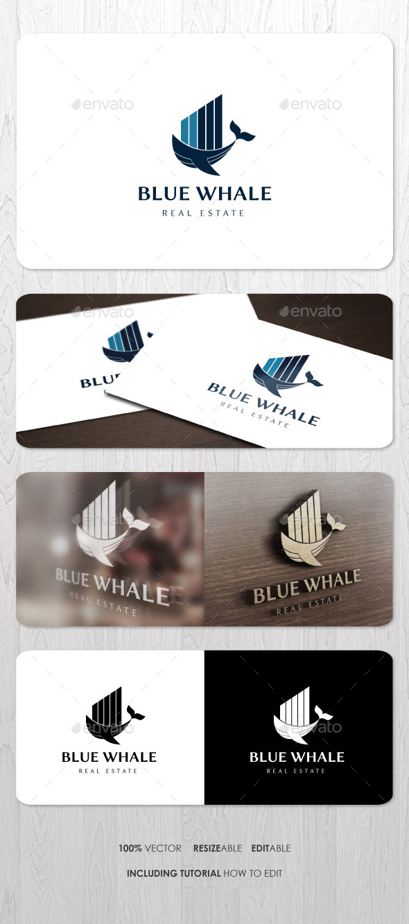 Blue Whale Real Estate Logo - Vector Abstract