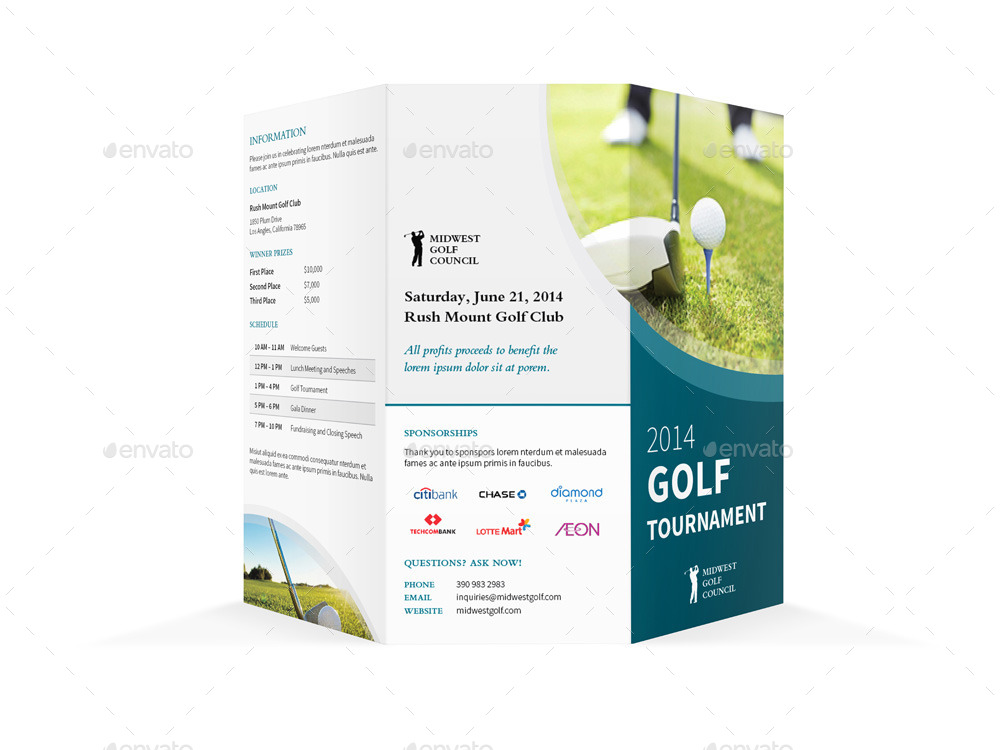 Golf Tournament Trifold Brochure, Print Templates | GraphicRiver