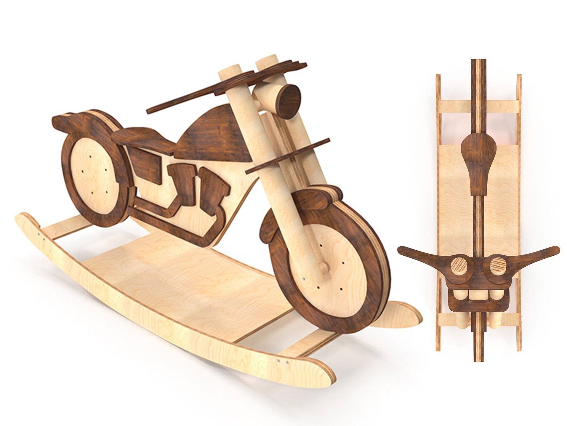 wooden motorcycle rocking horse