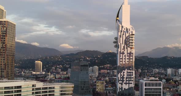 Aerial hyperlapse of modern buildings in downtown of Batumi. Georgia 2020 alt