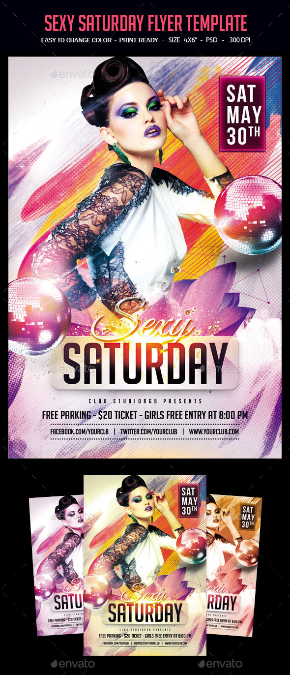 Sexy Saturday Flyer Template - Clubs & Parties Events