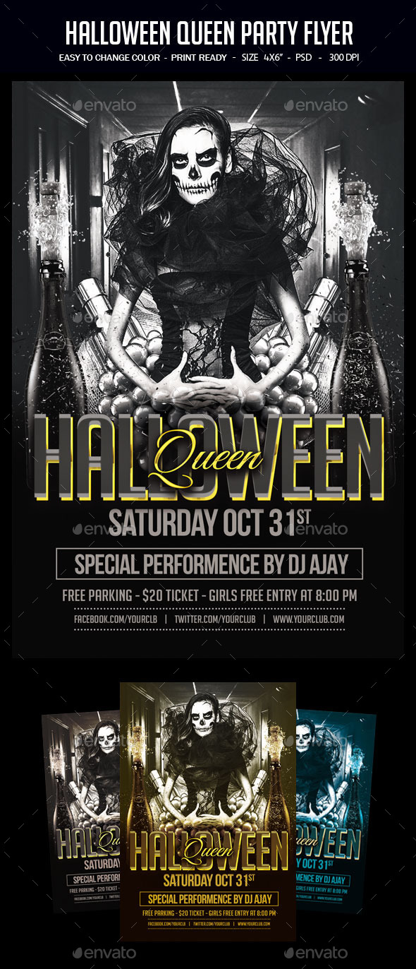 Halloween Queen Party Flyer - Clubs & Parties Events