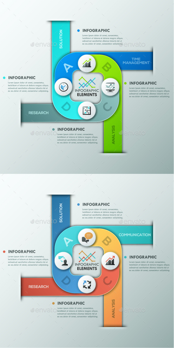 Modern Infographics Paper Template (2 Colors) - Infographics