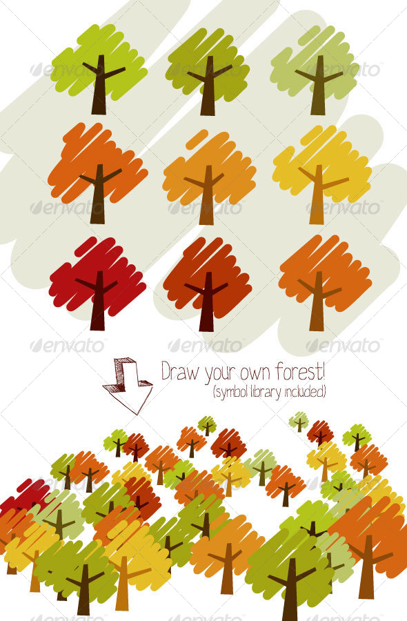 Scribble Trees - Flowers & Plants Nature