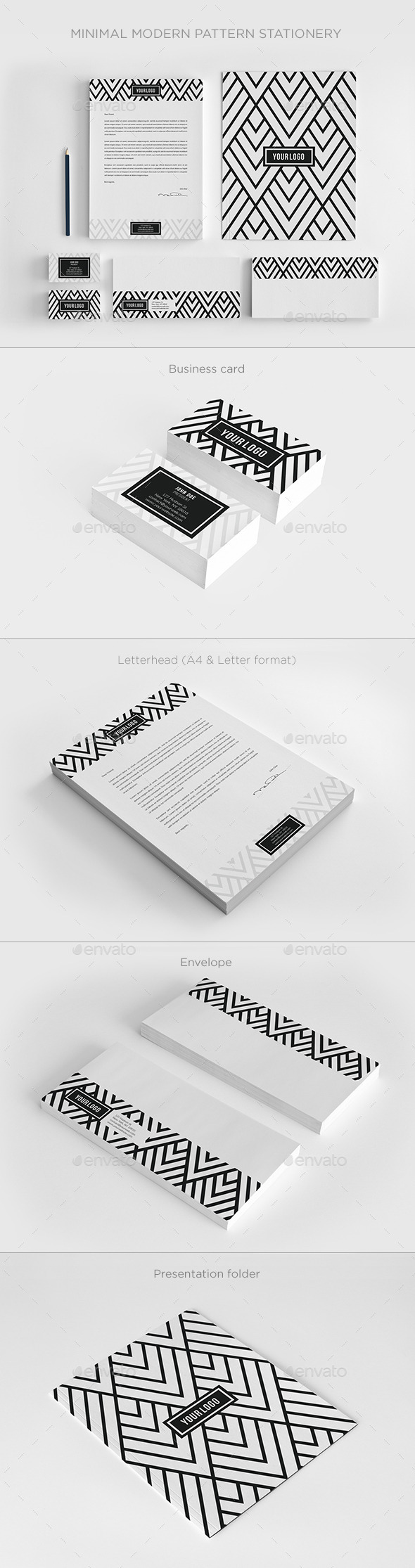 Minimal Modern Pattern Stationery - Stationery Print Templates