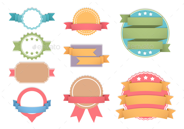Labels with Ribbons - Objects Vectors