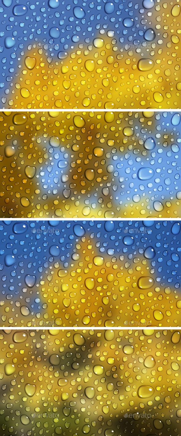 Autumn Backgrounds With Water Drops - Seasons Nature