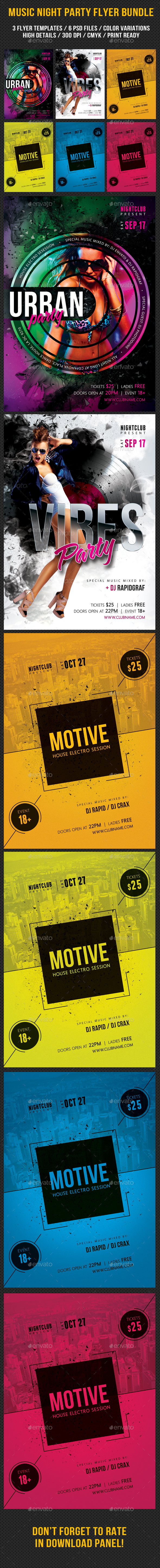 Music Night Party Flyer Bundle 08 - Clubs & Parties Events