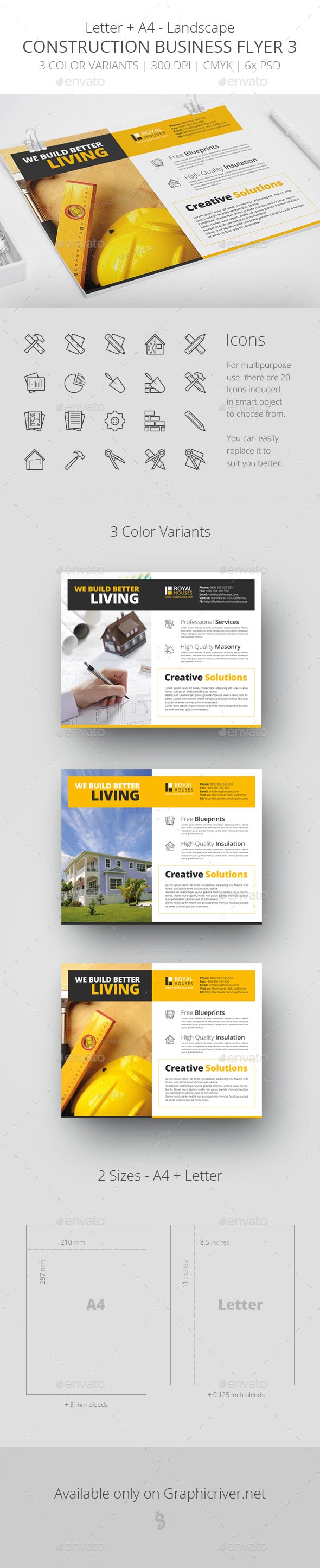 Construction Business Flyer 3 Letter & A4 Construction Business Flyer 3 Letter & A4