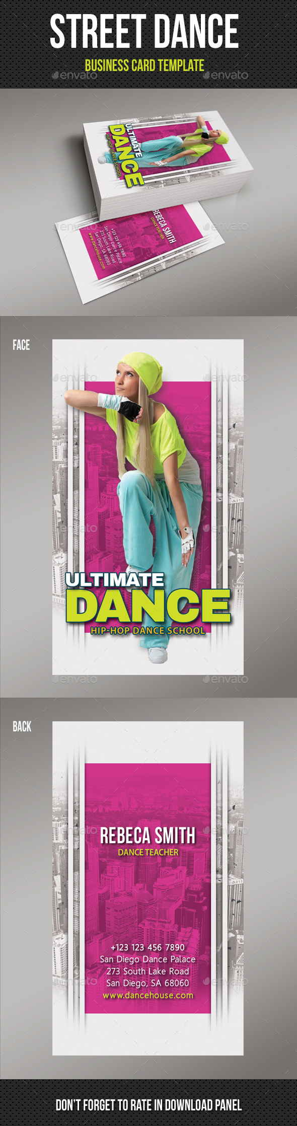 Street Dance School Business Card - Industry Specific Business Cards