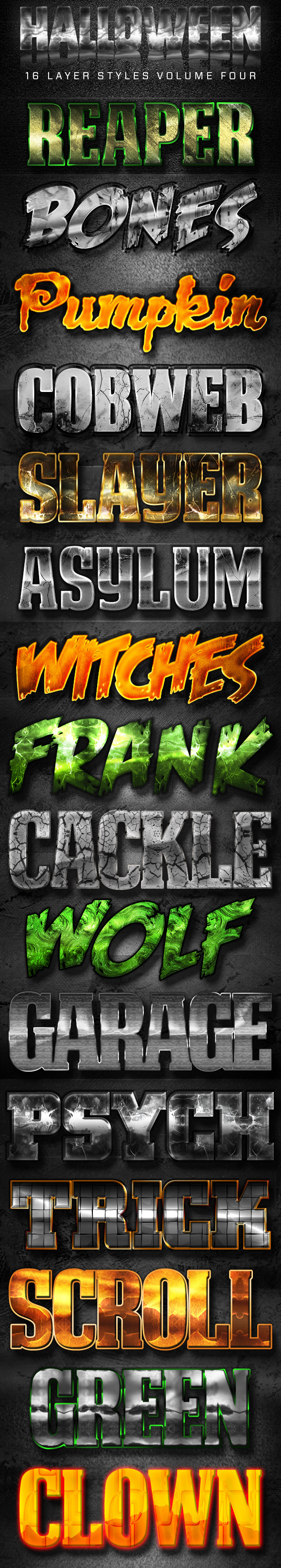 16 Halloween Styles Volume Four - Text Effects Styles